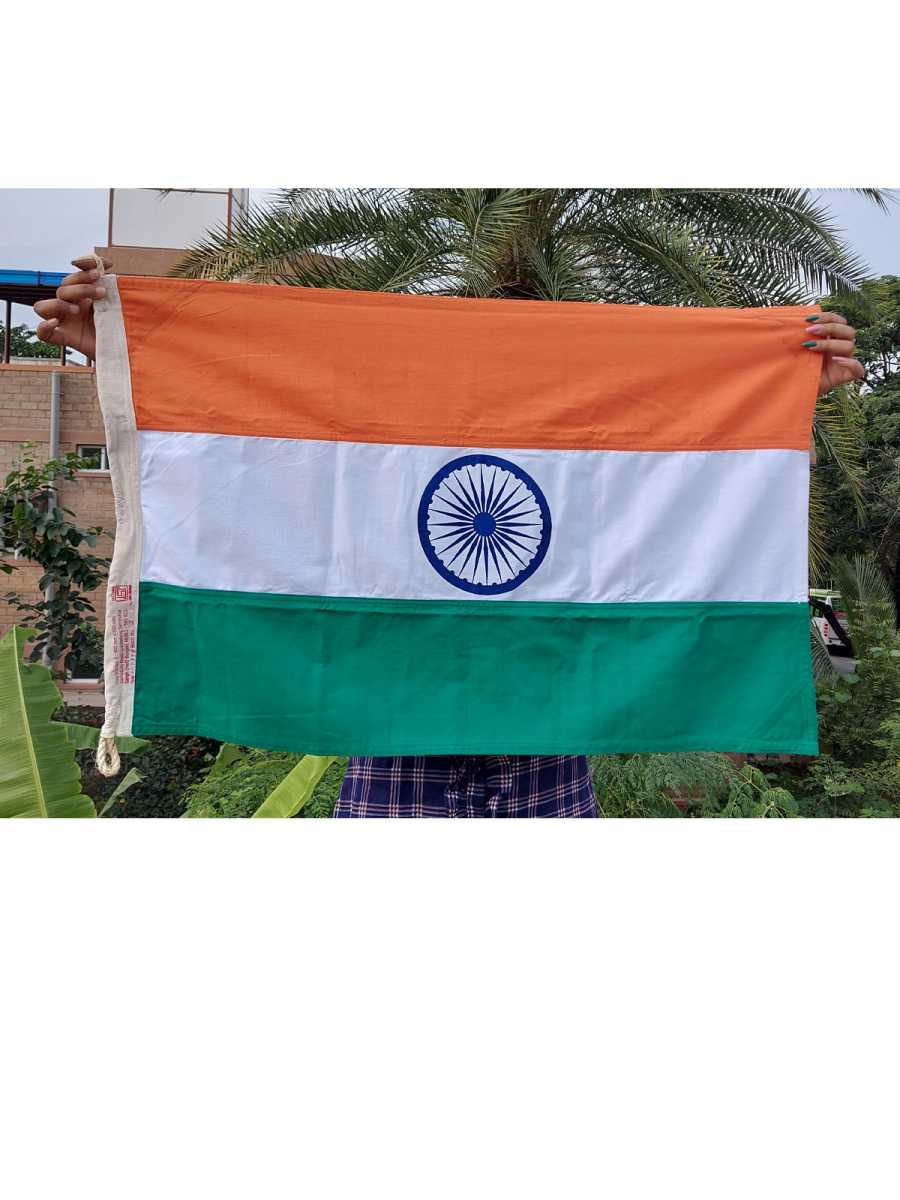 The Indian National Flag | Khadi Cotton Tiranga / Tricolor | 3 Ft x 2 Ft | BIS - IS1 approved