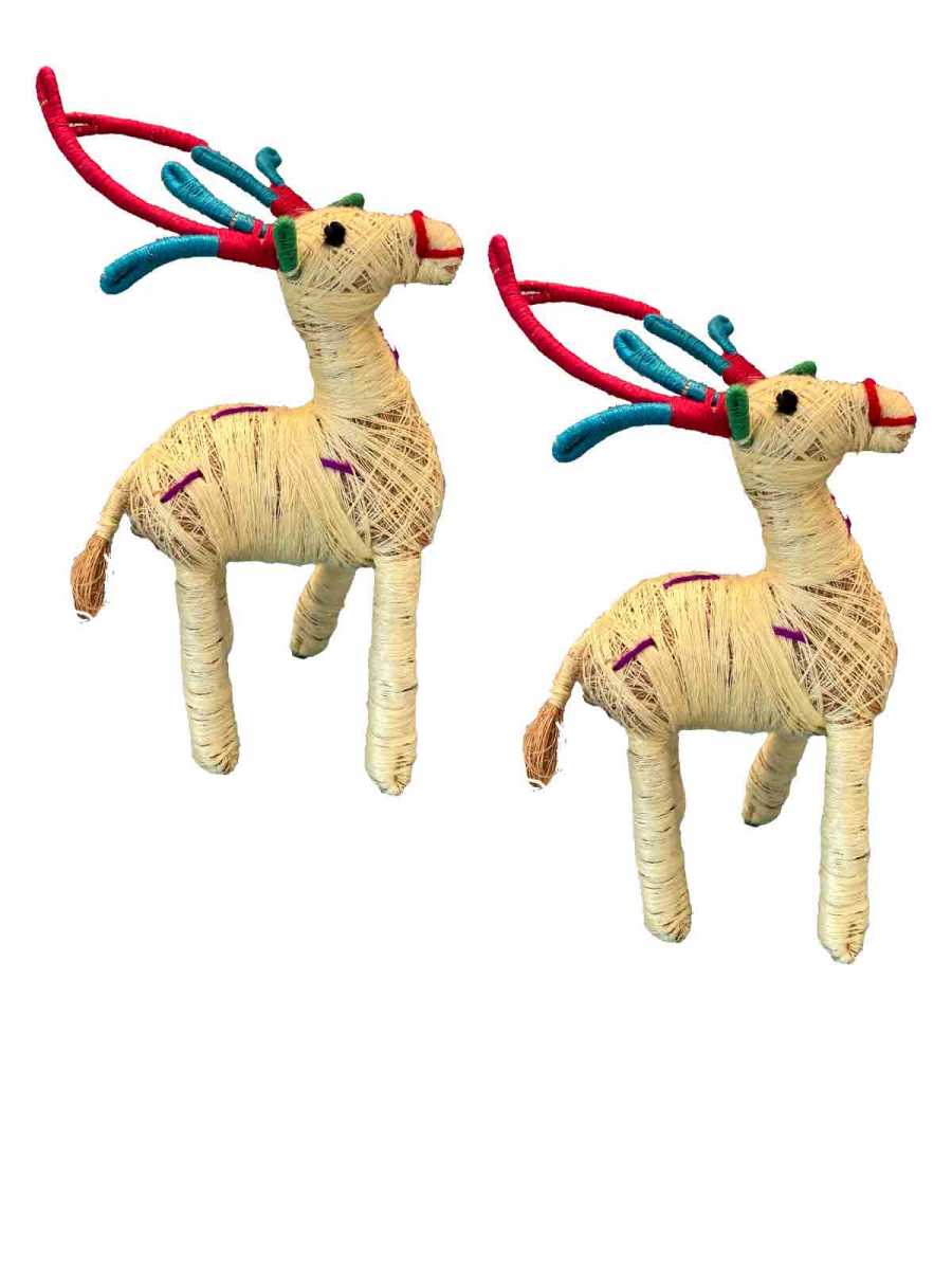 Orissa Coir Crafts - Handcrafted Deer Figurine - Set of 2 - Home Decor