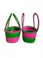 Chettinad Kottan - Small Basket, Green-Pink - Geographical Indexed (pack of 2)
