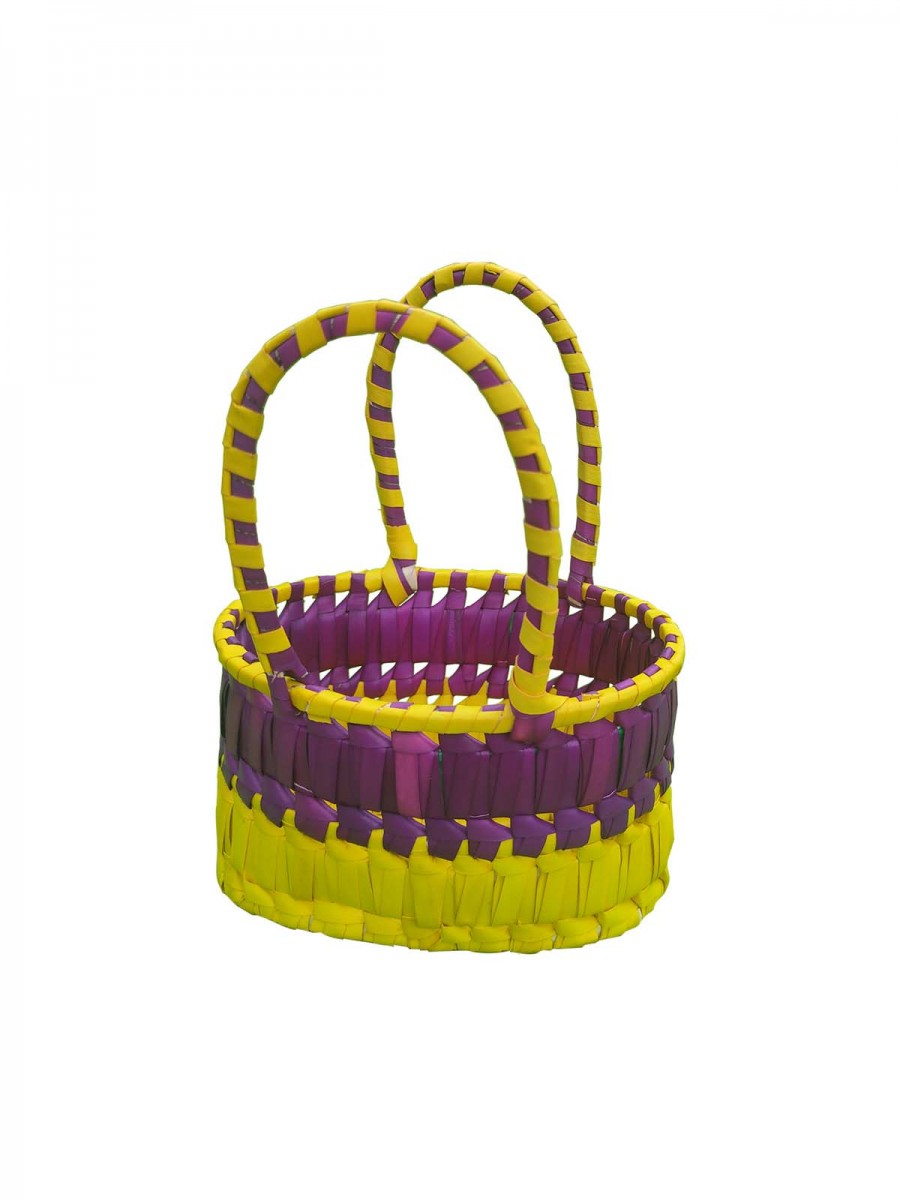 Chettinad Kottan - Small Basket, Purple-Yellow - Geographical Indexed (pack of 2)