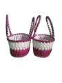 Chettinad Kottan - Small Basket, White-Maroon - Geographical Indexed (pack of 2)