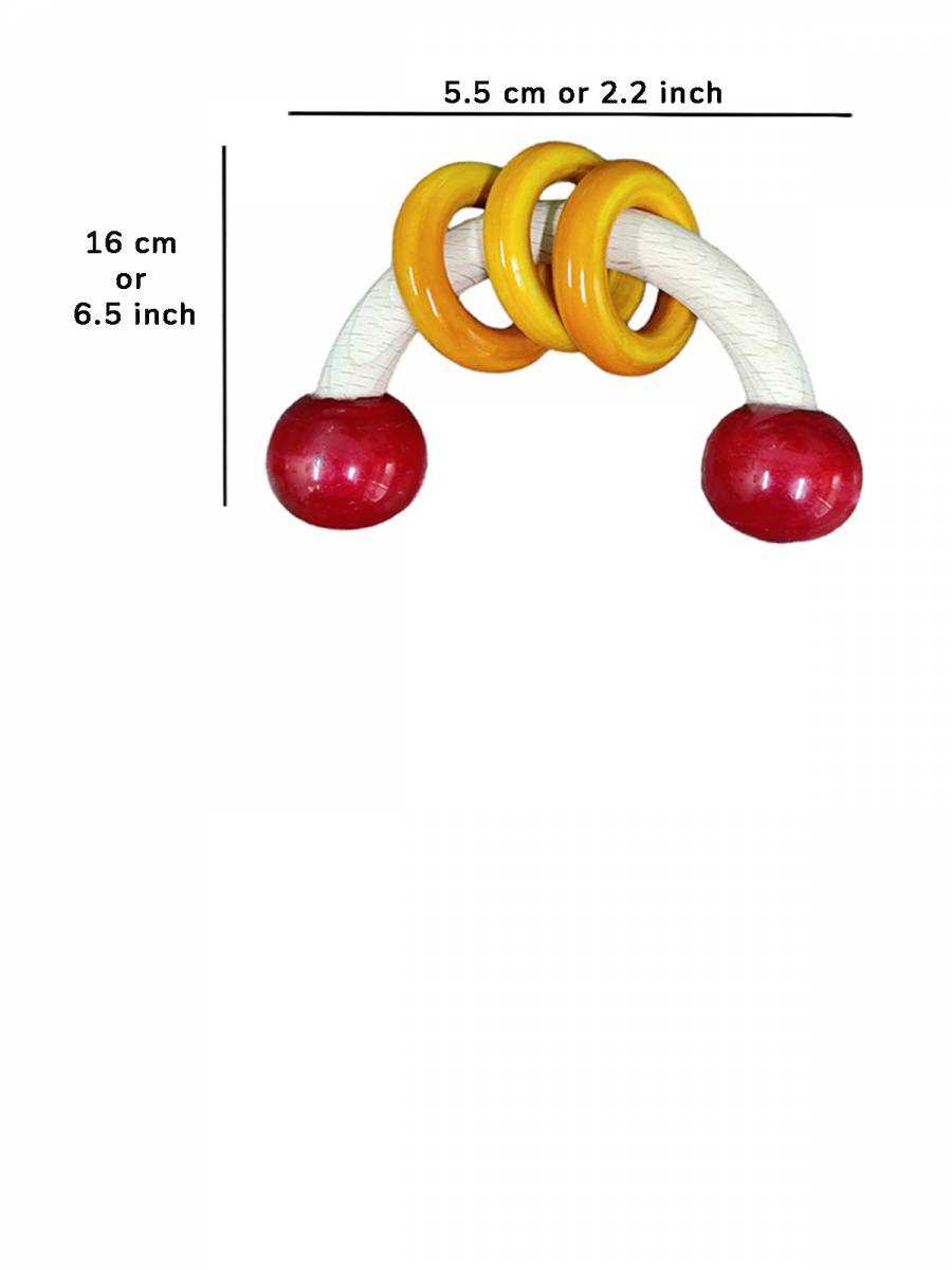 Wooden Curvy Rattle with Rings - Channapatna Toys - Geographical Indexed