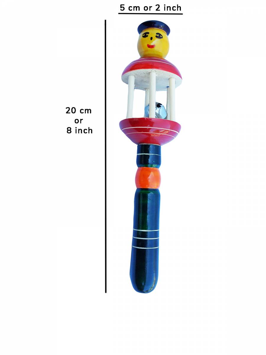 Wooden Joker Bell - Jhunjuna Rattle - Channapatna Toys - Geographical Indexed