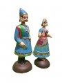 Tanjavur Dancing Couple Doll  : 11 Inch, Light Blue-Pink-Light Blue - Geographical Indexed