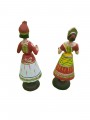 Tanjavur Dancing Couple Doll : 11 Inch, White-Red-Green - Geographical Indexed