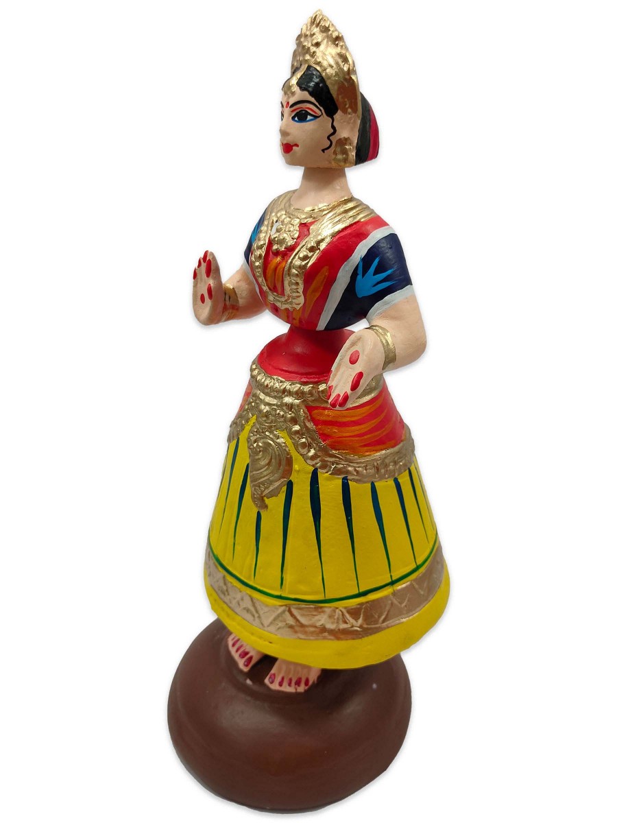 Tanjavur Dancing Doll : 11 Inch, Yellow-Orange-Dark Blue - Geographical Indexed
