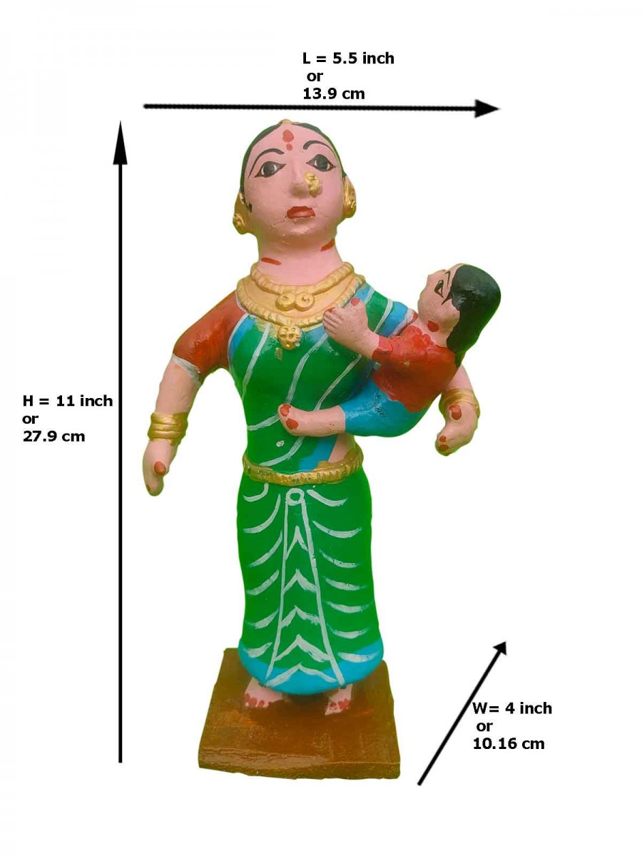 Kinnala Arts - Mother Carrying a Baby - Wooden Hand Craft - Geographical Indication